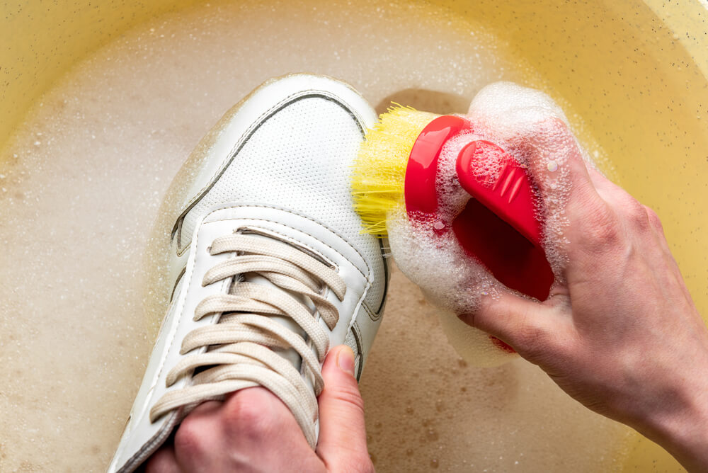 cleaning shoes