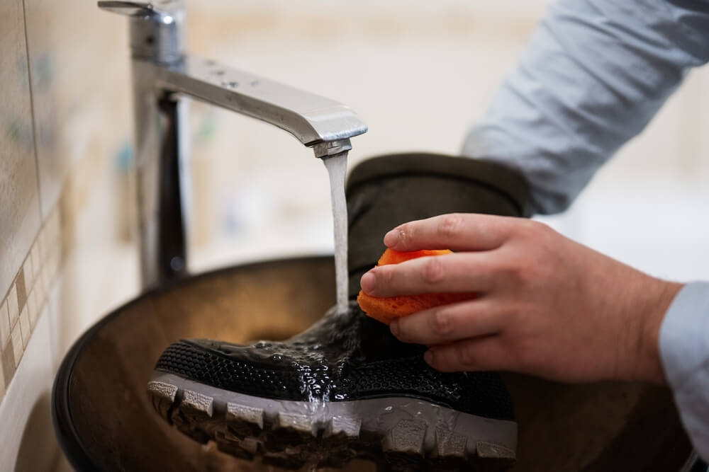 rinsing boots