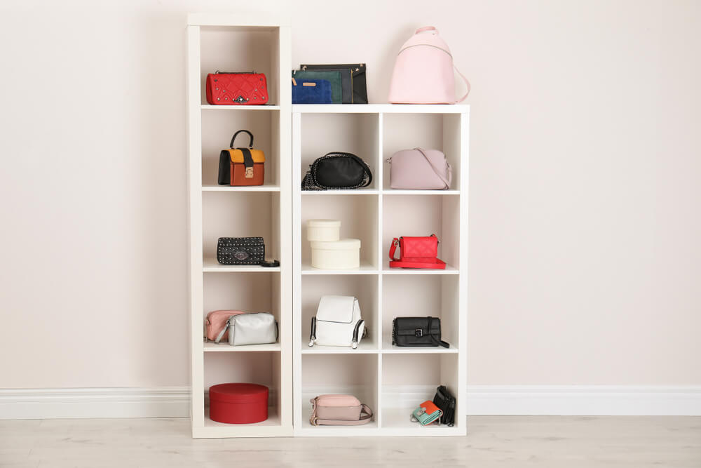 luxury purse storage shelves