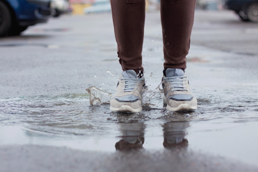 shoes in wet rain
